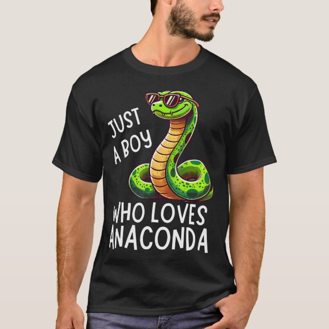 Just A Boy Who Loves Anaconda Cool Snake Lover Des T-Shirt (Vorderseite)