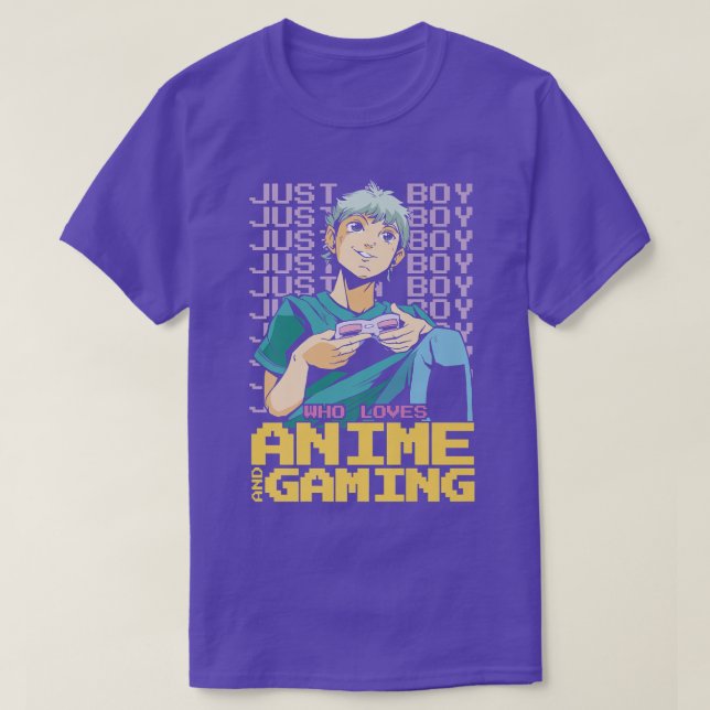 Just A Boy Who Loves Anime And Gaming Gamer Premiu T-Shirt (Design vorne)