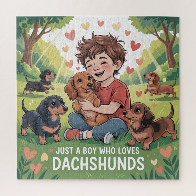 Just A Boy Who Loves Dachshunds Puzzle (Vertikal)