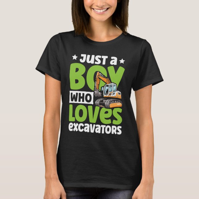 Just a Boy Who Loves Excavators Construction Excav T-Shirt (Vorderseite)