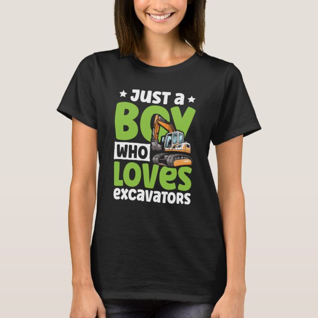 Just a Boy Who Loves Excavators Construction Excav T-Shirt (Vorderseite)