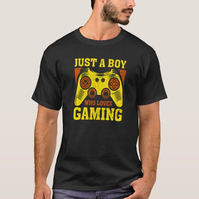 JUST A BOY WHO LOVES GAMING  Video Game Player Gra T-Shirt (Vorderseite)