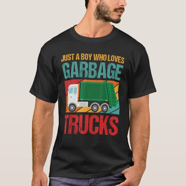 Just A Boy Who Loves Garbage Trucks Funny Garbage  T-Shirt (Vorderseite)