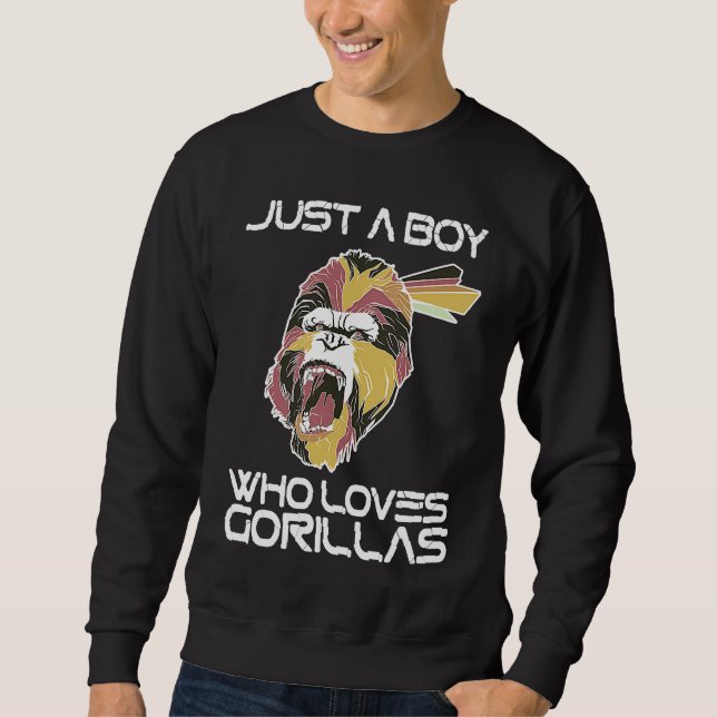 Just A Boy Who Loves Gorillas Largest Primate Gori Sweatshirt (Vorderseite)