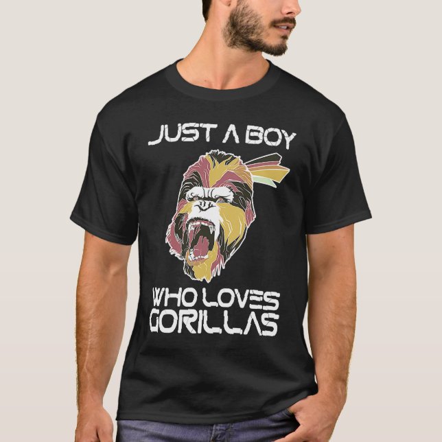 Just A Boy Who Loves Gorillas Largest Primate Gori T-Shirt (Vorderseite)