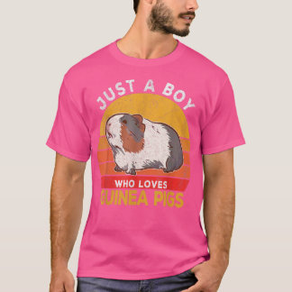 Just A Boy Who Loves Guinea Pigs Lover Wheek Retro T-Shirt