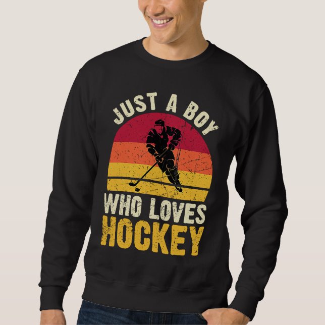 Just A Boy Who Loves Hockey  Ice Hockey Frisbee Sweatshirt (Vorderseite)