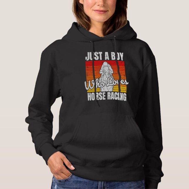 Just A Boy Who Loves Horse Racing Horse Racing Bet Hoodie (Vorderseite)