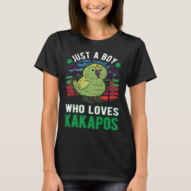 Just a boy who loves Kakapos New Zealand Parrot Ka T-Shirt (Vorderseite)