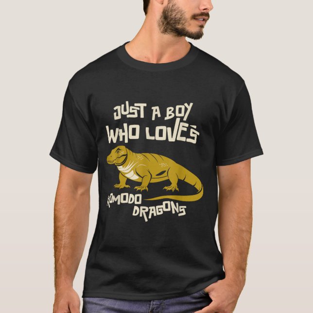 Just A Boy Who Loves Komodo Dragons Reptile Animal T-Shirt (Vorderseite)