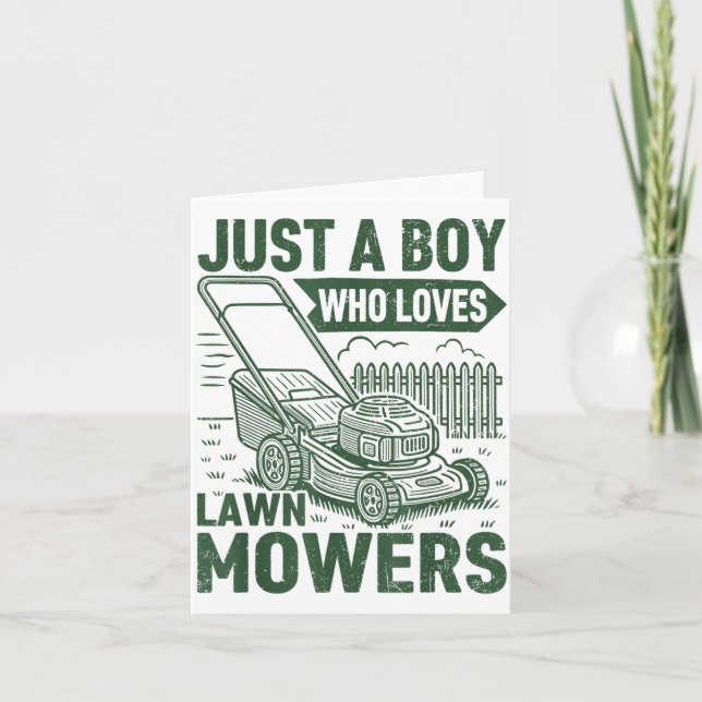 Just A Boy Who Loves Lawn Mowers Lawn Garden  Karte (Vorderseite)