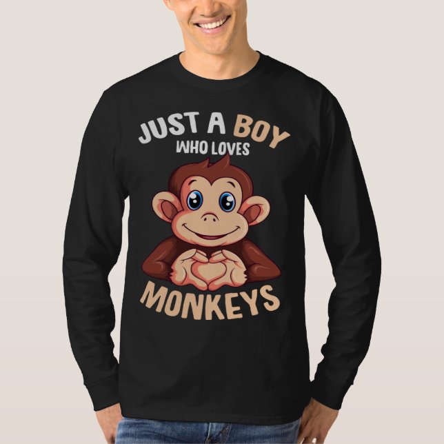 Just A Boy Who Loves Monkeys Boys Kids Monkey T-Shirt (Vorderseite)