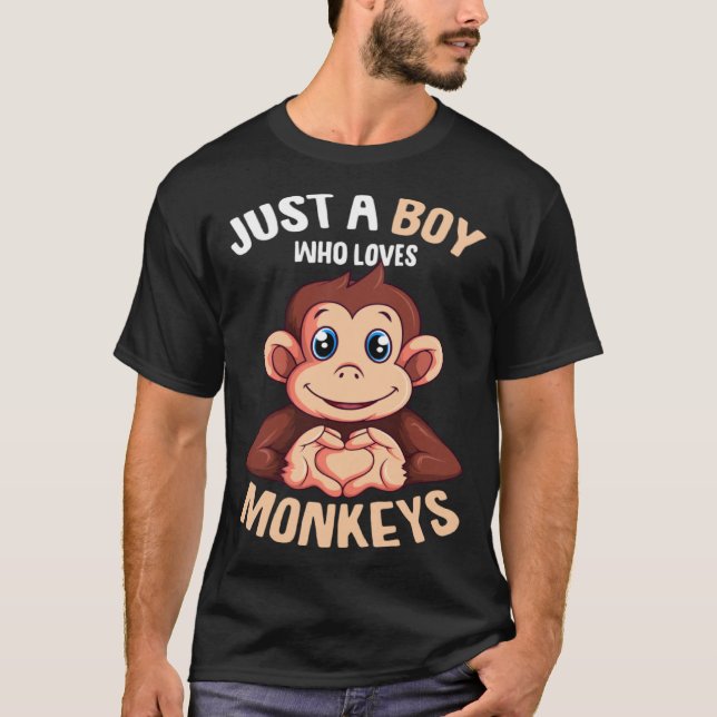 Just A Boy Who Loves Monkeys Boys Kids Monkey T-Shirt (Vorderseite)