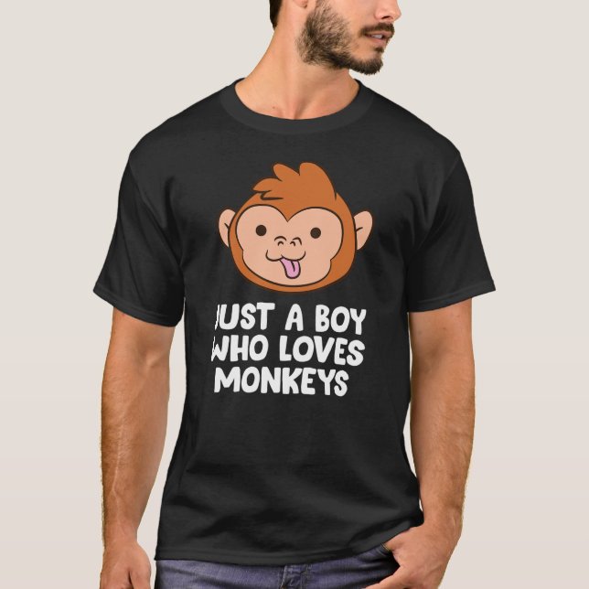 Just a Boy Who Loves Monkeys Cute Monkey T-Shirt (Vorderseite)
