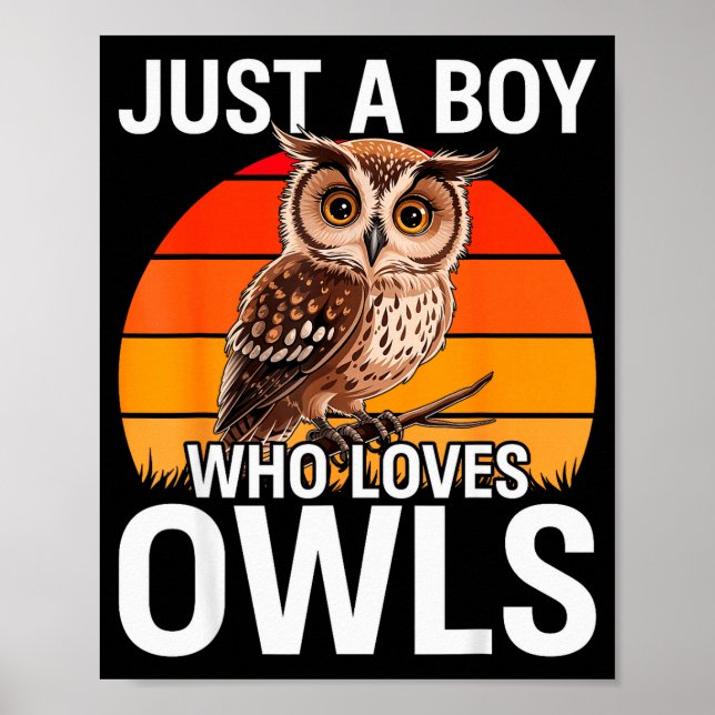 Just A Boy Who Loves Owls For Toddlers Boys Kids B Poster (Vorne)