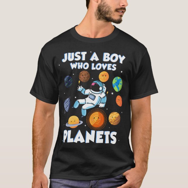 Just A Boy Who Loves Planets Astrology Science Sol T-Shirt (Vorderseite)