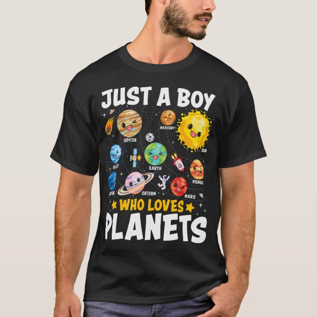 Just A Boy Who Loves Planets Astrology Space Solar T-Shirt (Vorderseite)