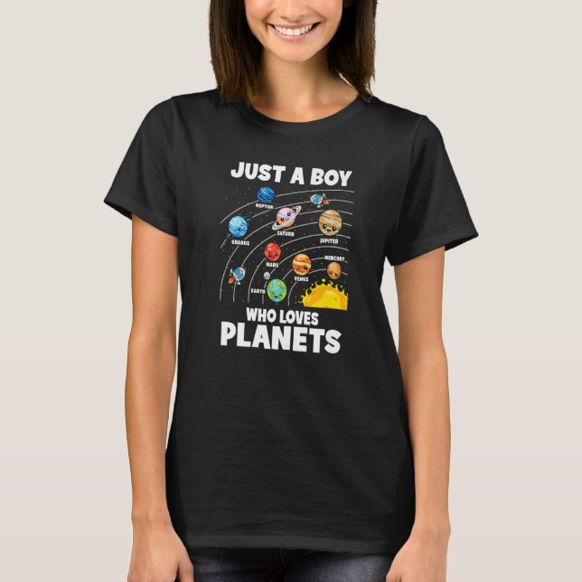 Just A Boy Who Loves Planets Solar System Astrolog T-Shirt (Vorderseite)