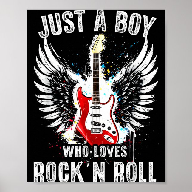 Just A Boy Who Loves Rock And Roll Rock Band Guita Poster (Vorne)