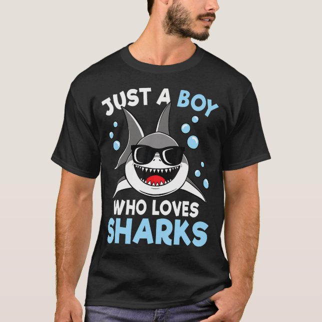 Just A Boy Who Loves Sharks Sea Animal Shark Lover T-Shirt (Vorderseite)
