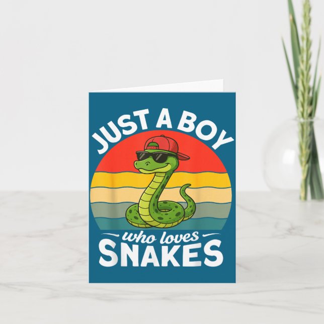 Just A Boy Who Loves Snakes Funny Snake Reptile Ki Karte (Vorderseite)