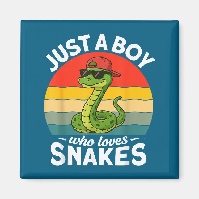 Just A Boy Who Loves Snakes Funny Snake Reptile Ki Magnet (Vorne)