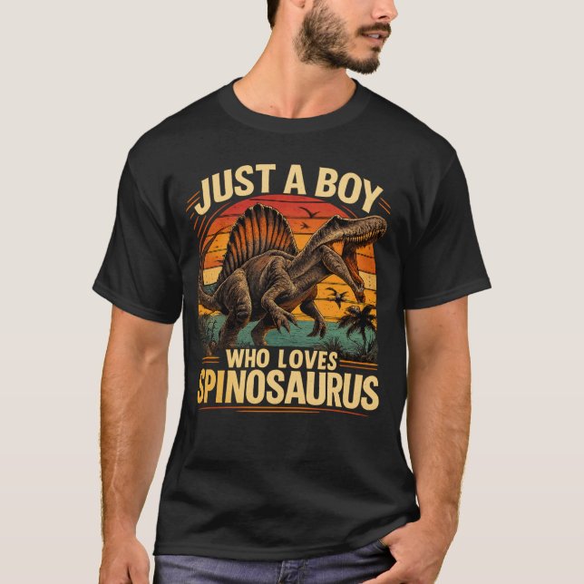 Just a Boy Who Loves Spinosaurus Dinosaur Retro T-Shirt (Vorderseite)