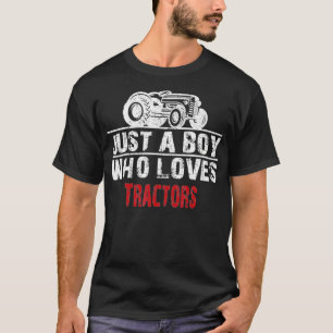 Just A Boy Who Loves Tractors Farming Future Tract T-Shirt