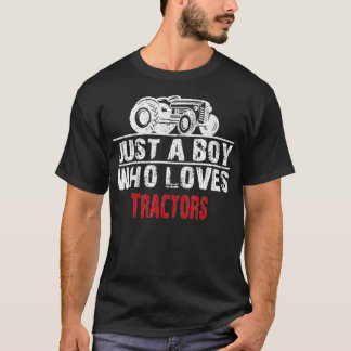 Just A Boy Who Loves Tractors Farming Future Tract T-Shirt