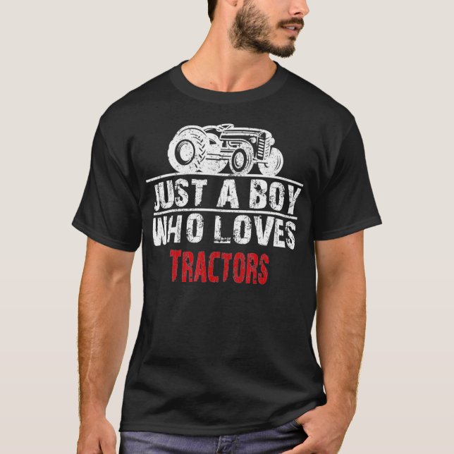 Just A Boy Who Loves Tractors Farming Future Tract T-Shirt (Vorderseite)