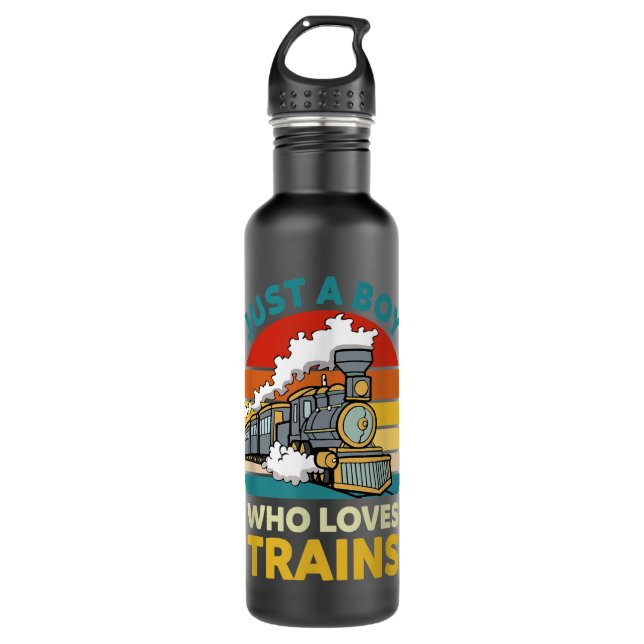 Just A Boy Who Loves Train Funny Train Toddler Bo Edelstahlflasche (Vorderseite)