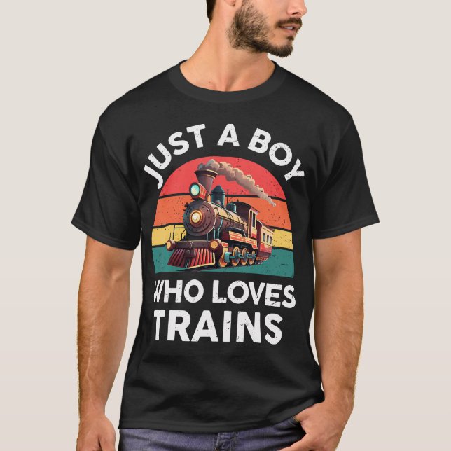 Just A Boy Who Loves Trains Funny Train Lover Todd T-Shirt (Vorderseite)