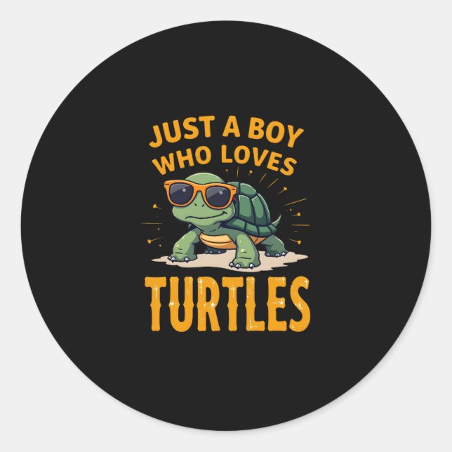 Just a boy who loves turtles Children boy (2) Runder Aufkleber (Vorderseite)