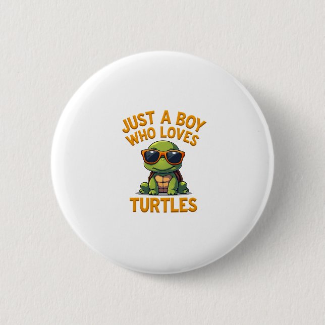Just a boy who loves turtles Children boy Button (Vorderseite)