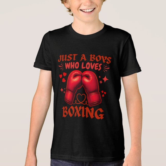 just a boys who loves boxing Tri-Blend shirt (Vorderseite)