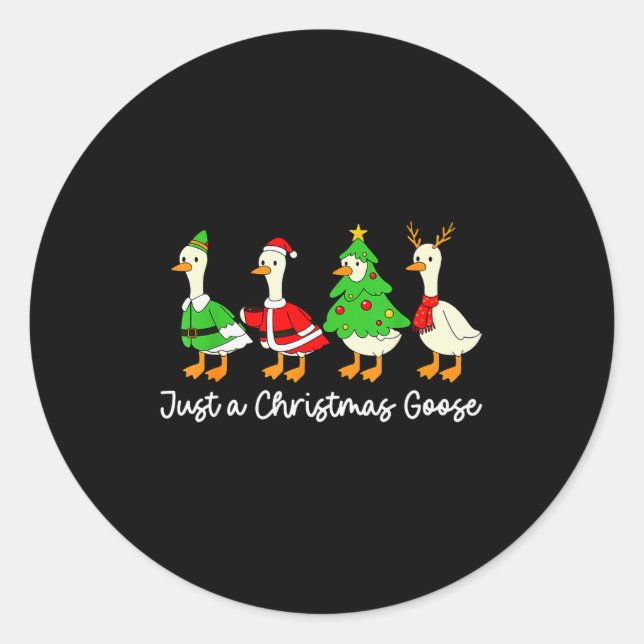 Just A Christmas Goose Funny Christmas Xmas Pajama Runder Aufkleber (Vorderseite)