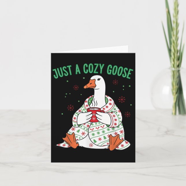 Just A Cozy Goose Funny Christmas Men Women Kids S Karte (Vorderseite)