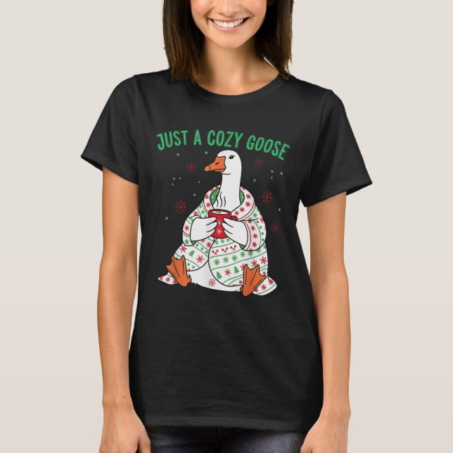 Just A Cozy Goose Funny Christmas Men Women Kids S T-Shirt (Vorderseite)