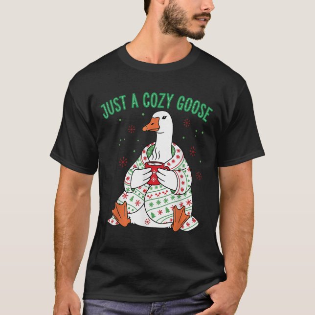 Just A Cozy Goose Funny Christmas Men Women Kids S T-Shirt (Vorderseite)
