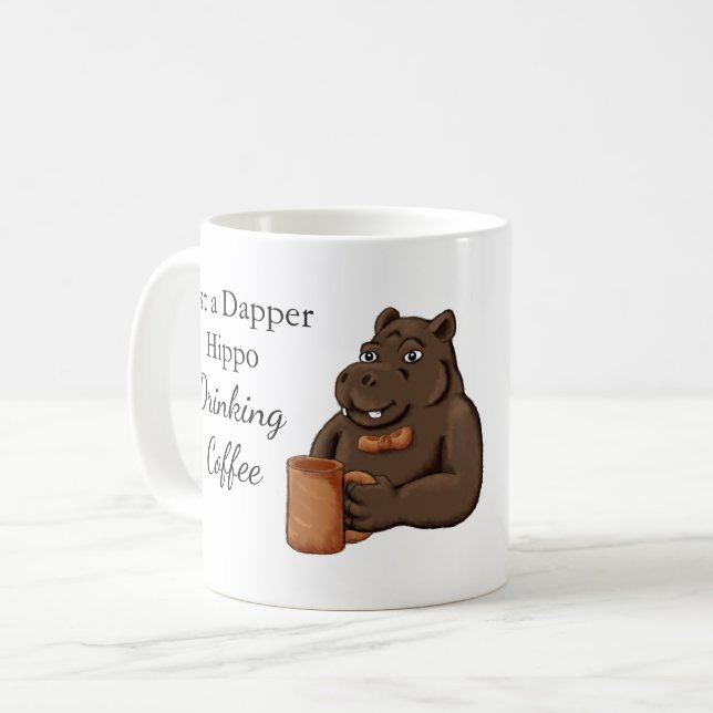 Just a Dapper Hippo Drinking Coffee - Funny Mug Kaffeetasse (Vorderseite Links)