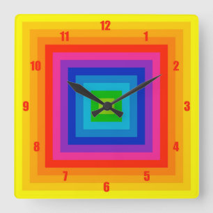 Just a Fun and Colorful Square Color Wheel Quadratische Wanduhr