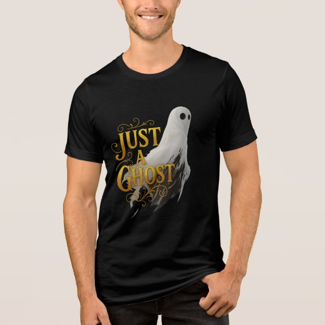 Just a Ghost Moody Halloween Art Tri-Blend Shirt (Vorderseite)