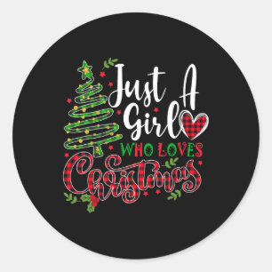 Just a Girl, die Weihnachten ein Geschenk für XMAS Runder Aufkleber