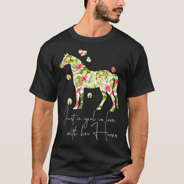 Just A Girl In Love With Her Horses  Riding Girls T-Shirt (Vorderseite)