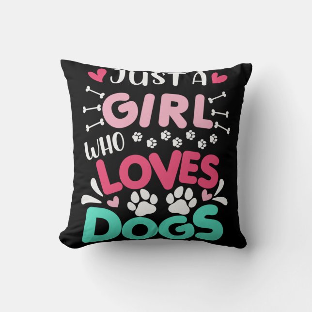 Just-A-Girl-Who-Liebe-Dog-Funny-Dog-Lover Kissen (Vorderseite)