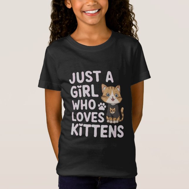Just A Girl Who Liebe Kittens Lovely Kawaii Cat T-Shirt (Vorderseite)