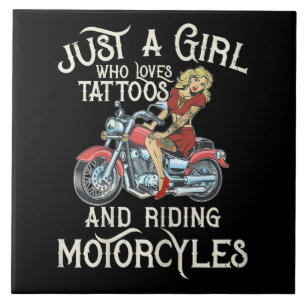 Just a Girl Who Liebe Motorräder Funny Art Gift.p Fliese
