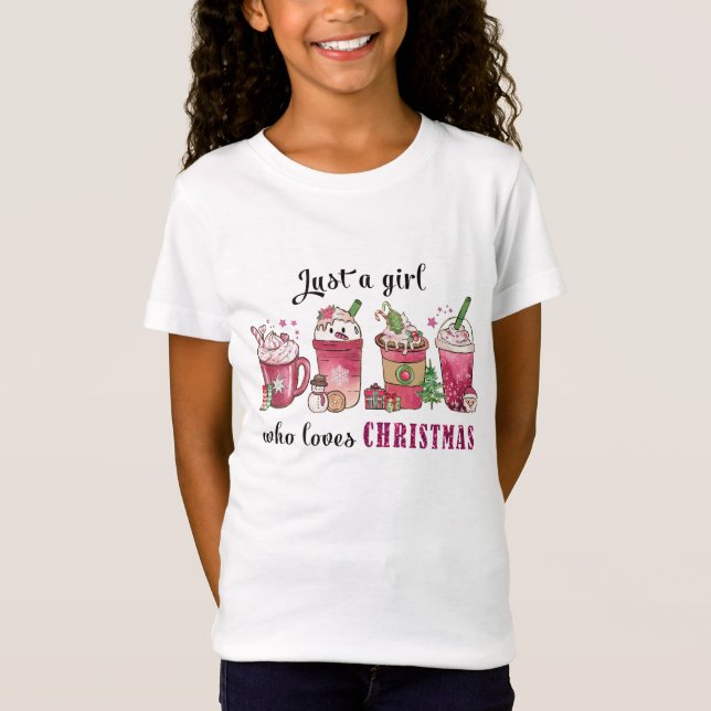 Just a Girl Who Liebe Weihnachts Coffee Fun Trendy T-Shirt (Vorderseite)