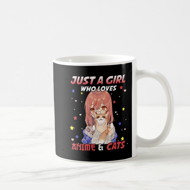 Just a Girl Who Lieben Anime and Cats Kawaii Gift  Kaffeetasse (Rechts)
