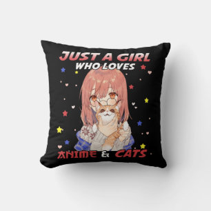 Just a Girl Who Lieben Anime and Cats Kawaii Gift Kissen